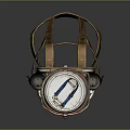 Industrial Equipment With Silver White Copper Bands Top Blue Component Red Label And Numeric Symbols