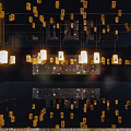 Chinese Traditional Hanging Lanterns With Fu Characters For Indoor Cultural