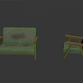 Green Upholstered Sofa And Wooden Armchair Modern Furniture Design Set