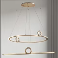 Modern Golden Circular Ring Chandelier With Hanging Minimalist Decorative Design Elements 3d model