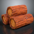 Natural Wooden Logs Stacked With Visible Grain And Brown Texture