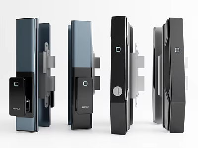 Modern Sleek Door Handles In Black And Blue With Metal Finish And Stylish Design 3d model