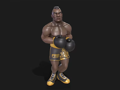 There are animated African boxer cartoon characters black men game characters 3d model