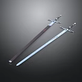 Two Medieval Swords With Metal Blades Leather Sheath And Cross Hilts