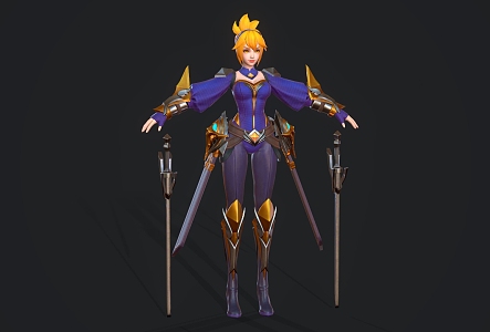 female warrior game character 3d model