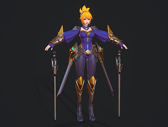 female warrior game character 3d model