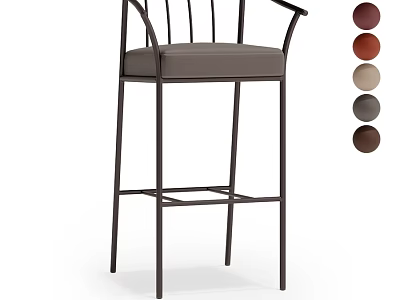 Modern Bar Stool With Black Metal Frame Gray Cushion And Multiple Color Options 3d model
