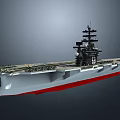 Aircraft Carrier Flight Deck With Runway Striped Markings And Control Tower