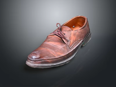 Brown Leather Shoes With Lace Up Design Shiny Upper And Dark Sole 3d model