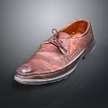 Brown Leather Shoes With Lace Up Design Shiny Upper And Dark Sole