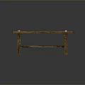 Rustic Wooden Bench with Plank Top and Simple Design White Accents on Natural Wood Surface