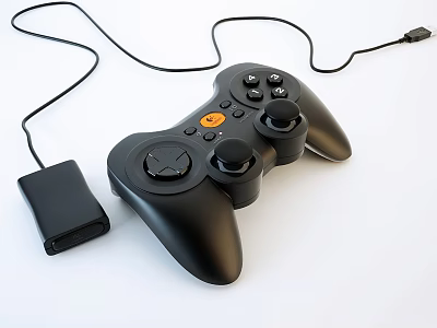 Black Wired Game Controller With High Quality Receiver And Ergonomic Design For Entertainment Electronics 3d model