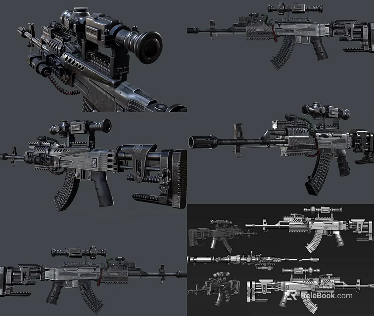 High Quality Modern Tactical Rifles With Scopes Magazines And Multiple Detailed Angles 3d model