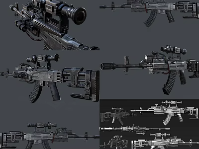 High Quality Modern Tactical Rifles With Scopes Magazines And Multiple Detailed Angles 3d model