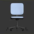 Modern Office Chair With Blue Cushioned Seat Backrest And Five Wheel Base
