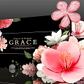 Elegant Flower Decorated Photo Spot with Pink White Blossoms and Grace Backdrop