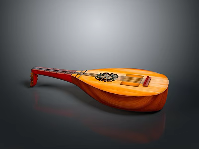 Handcrafted Wooden Pipa Shaped Decorative Ornament For Home Living Room Decor 3d model