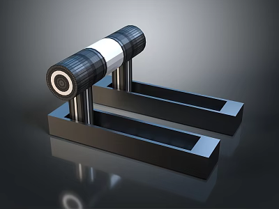 Metal Mechanical Device With Black Base Cylindrical Structure And White Ring Components 3d model
