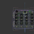 School Classroom Interior With Desks Chairs Podium Bookshelf Projection Screen Ceiling Lights And Green Plant