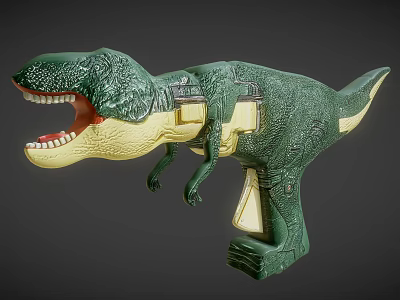 Green Yellow T-Rex Dinosaur Toy Gun Shaped Design For Kids Playtime Fun 3d model