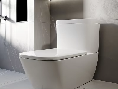 Modern Bathroom Interior White Ceramic Toilet With Sleek Design And Clean Lines 3d model