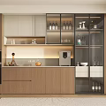 Modern Middle Style Wine Cabinet Sideboard Decorative Cabinet Semi-open Style 3d model