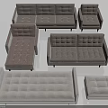 Modern Gray Tufted Sofa Set with Sectional Loveseat Armchair and Ottoman