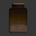 Transparent Square Household Storage Jar With Orange Lid And Spices Inside