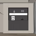 Elegant Modern Wine Cabinet With Glass Doors And LED Lighting In Living Room
