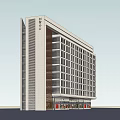 Modern Multi Story Office Building With Glass Curtain Wall And Ground Floor Retail