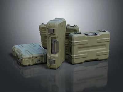 Multiple Olive Green Durable Hard Cases With Secure Latches And Carry Handles 3d model