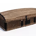 Vintage Wooden Chest With Textured Surface And Black Metal Hardware