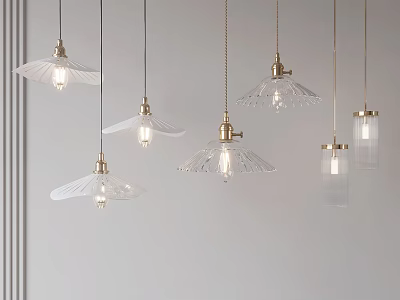 Modern Pendant Lights With Multiple Hanging Designs Glass Shades And Metal Frames 3d model