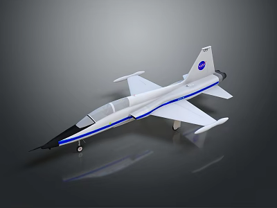 White And Blue Model Airplane With Transparent Cockpit And NASA Logo 3d model