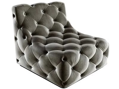 Gray Tufted Lazy Sofa With Comfortable Velvet Upholstery And Modern Design 3d model