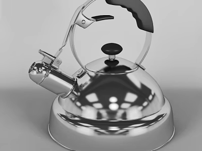 Shiny Stainless Steel Electric Kettle With Black Handle And Modern Design 3d model