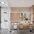Modern Hotel Room With Bed TV Wheelchair Wooden Furniture Curtains Artwork And Plants