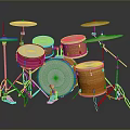 Wooden Drum Set With Multiple Drums Cymbals And Metal Stands