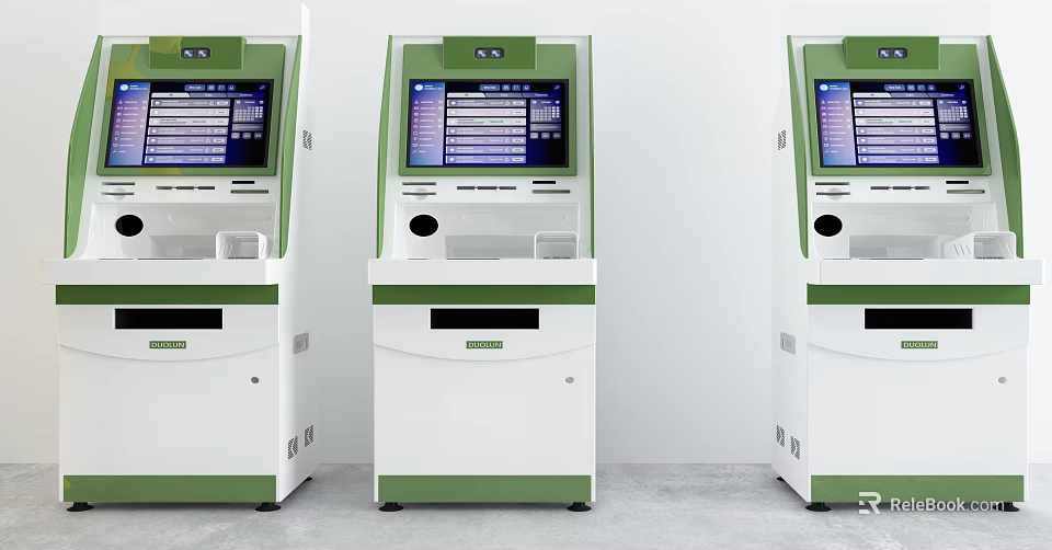 Public Facility Green And White Self Service Kiosks For Efficient Public Service 3d model 