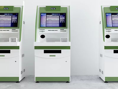 Public Facility Green And White Self Service Kiosks For Efficient Public Service 3d model