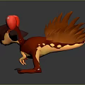 Vibrant Red Dinosaur Game Movie Character With Orange Tail Big Eyes Yellow Details And Claws