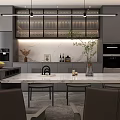 Modern Open Concept Living Dining Space With Marble Table Chairs Chandelier And Minimalist Decor