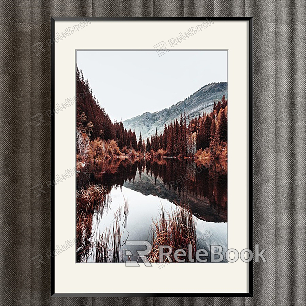 Modern Landscape Painting Simple Brown Study Lake Decorative Painting model