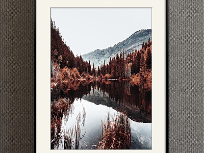 Modern Landscape Painting Simple Brown Study Lake Decorative Painting model