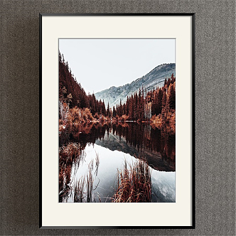 Modern Landscape Painting Simple Brown Study Lake Decorative Painting 3d model