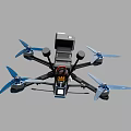 High Performance Quadcopter Drone With Camera Antennas And Blue Propellers 3d model
