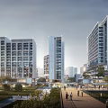 Modern High Rise Residential Buildings With Green Spaces And Pedestrian Walkways