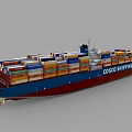 COSCO SHIPPING Large Container Ship Loaded With Various Colored Containers 3d model