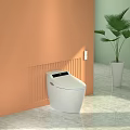 Smart Modern Toilet Featuring Automatic Lid Blue Light And Sleek Design 3d model