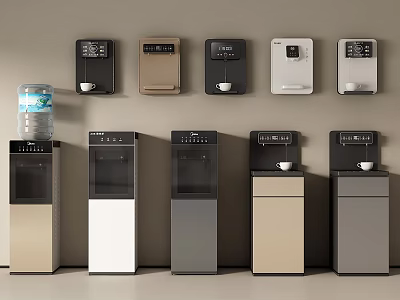 Household Appliances Collection Featuring Wall Mounted And Floor Standing Water Dispensers In Various Colors 3d model